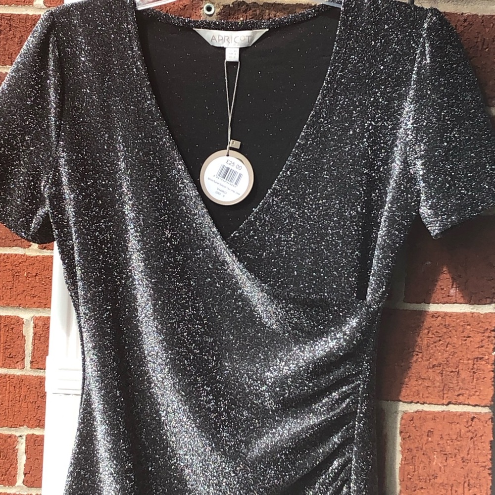 APRICOT Black Shimmer Mini Dress —#063 - Picture 11 of 15